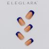 Main photo of eleglara press-on nails item 0024. Square blue french tip press on nails.