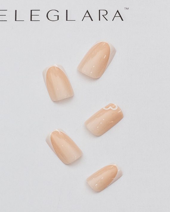 Main photo of eleglara press-on nails item 0086. Chic square white french tip press on nails. Cute style.