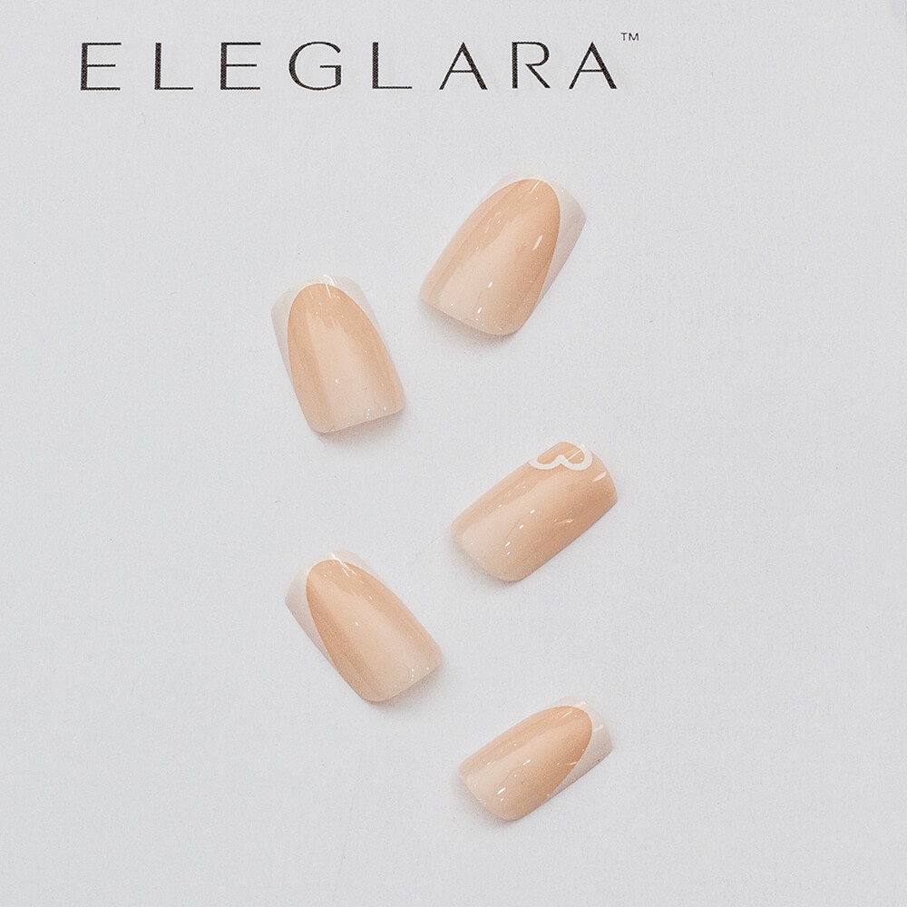Main photo of eleglara press-on nails item 0086. Chic square white french tip press on nails. Cute style.