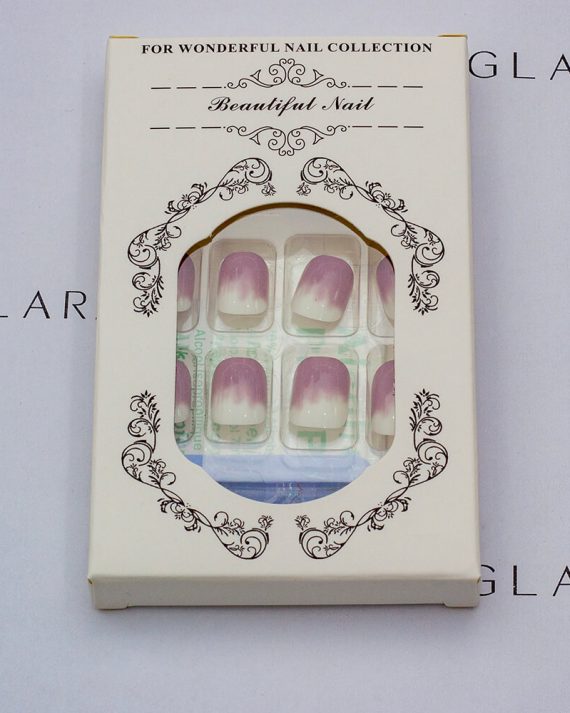 The package photo of eleglar purple gradient short square press on nails