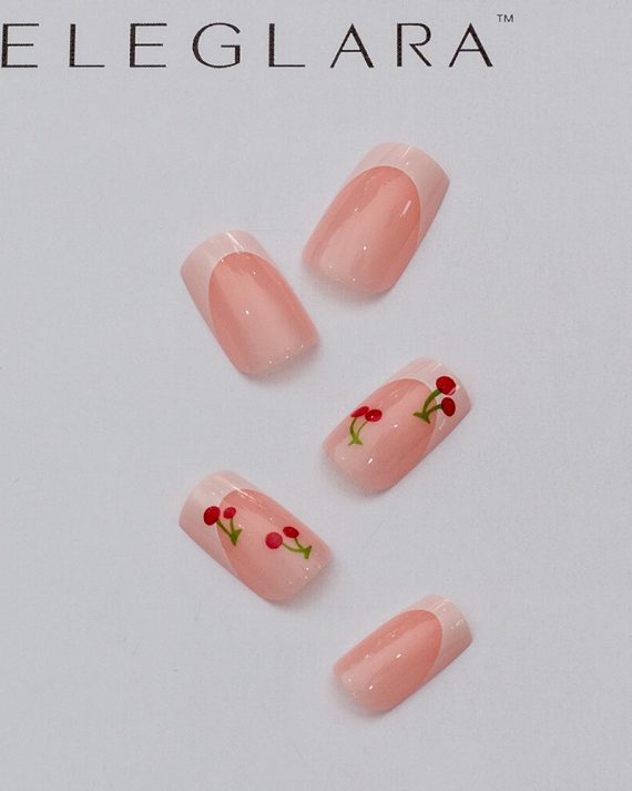 Main photo of eleglara press-on nails item 0317. Square french tip press on nails.