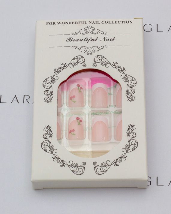 Main package photo of eleglara press-on nails item 0317. French tips square press on nails.