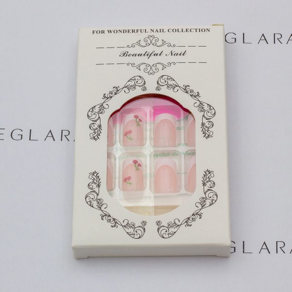 Main package photo of eleglara press-on nails item 0317. French tips square press on nails.