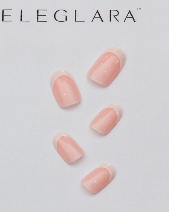 The main photo of eleglara naked color short french tips press on nails