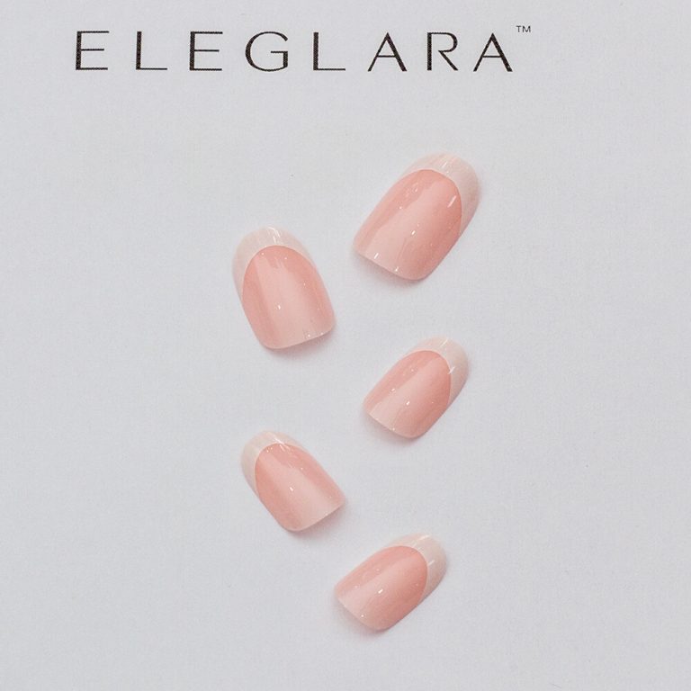 The main photo of eleglara naked color short french tips press on nails