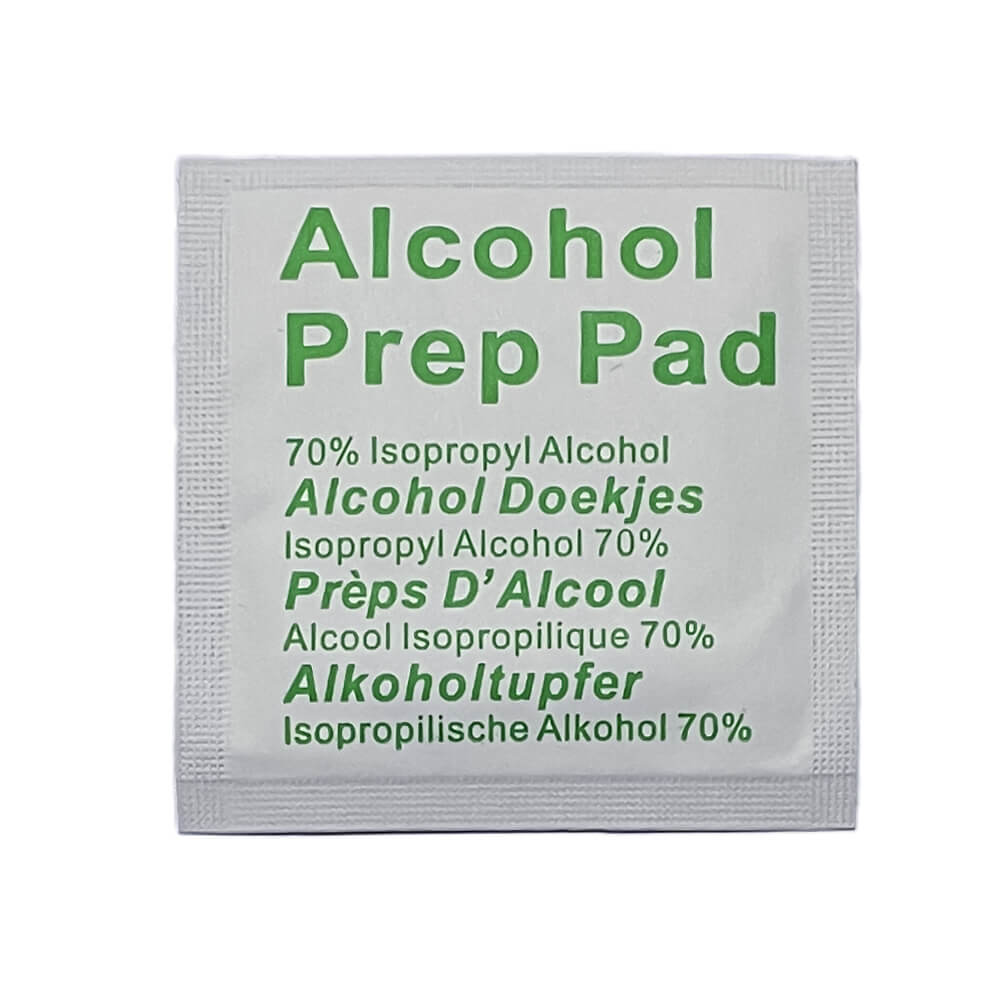 An Alcohol prep pad for press-on nails on a white background