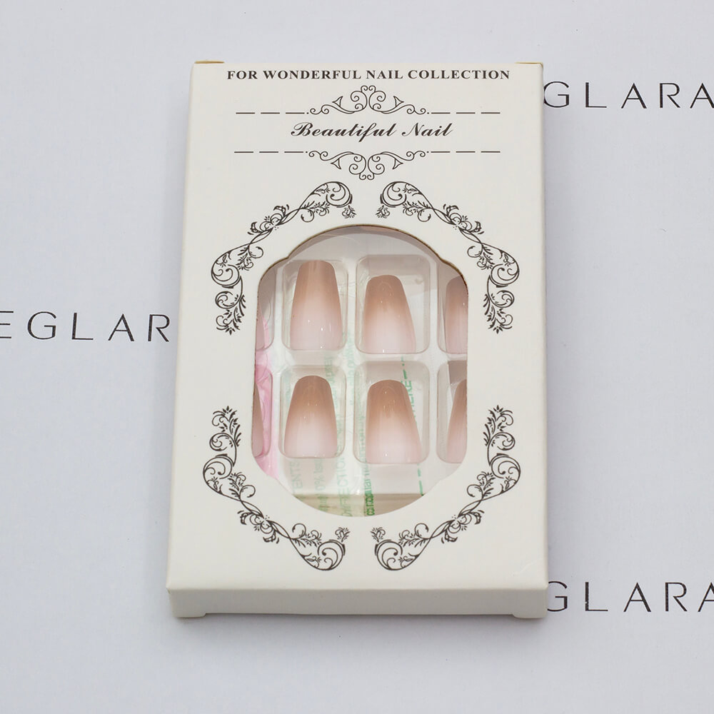 Brown Pink Gradient Medium Almond Press-On Nails - Image 2